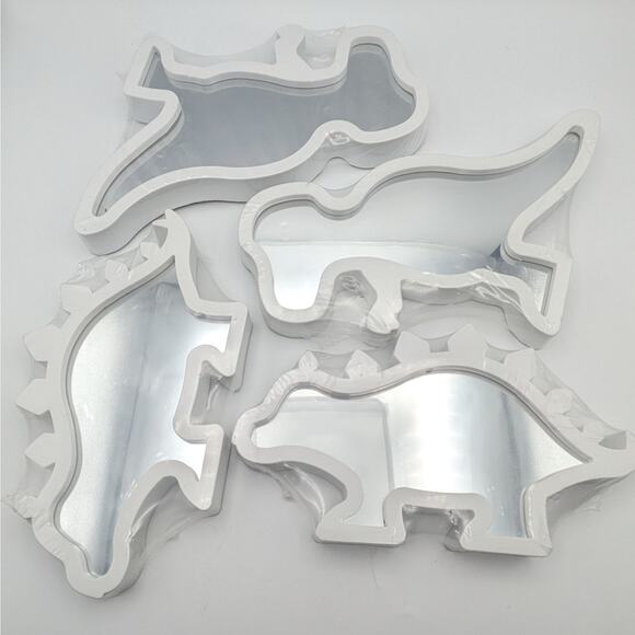 4 Piece Set Decorative Dinosaur Nursery Bathroom Mirror Home Decor - Picture 3 of 9